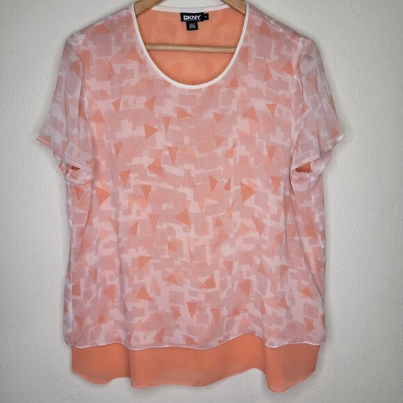 DKNY Orange Silk Blouse, Size M - Picture 2 of 7